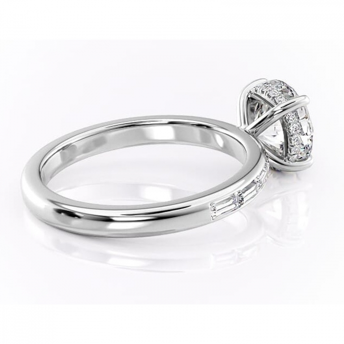 Inel de logodnă Alexandra din aur Alb 14kt cu moissanite tăietură rotundă – Montură cu canal rafinată pentru profil înalt | Personalizează și configurează gratuit online [3]