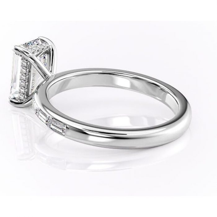 Inel de logodnă Alexandra din aur Alb 14kt cu moissanite tăietură smarald – Montură cu canal rafinată pentru profil înalt | Personalizează și configurează gratuit online [5]