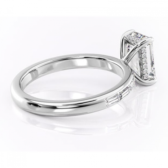 Inel de logodnă Alexandra din aur Alb 14kt cu moissanite tăietură smarald – Montură cu canal rafinată pentru profil înalt | Personalizează și configurează gratuit online [3]