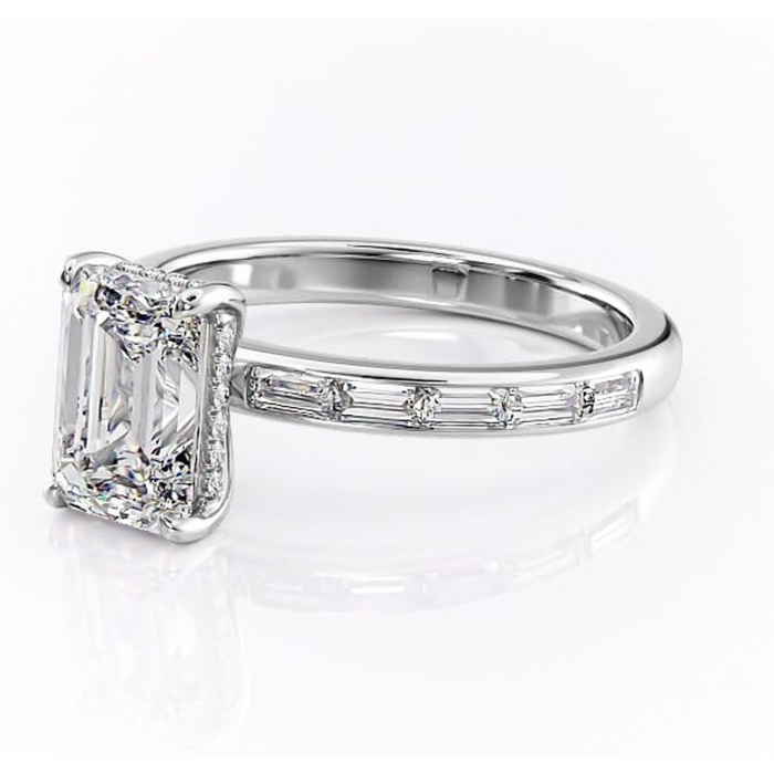 Inel de logodnă Alexandra din aur Alb 14kt cu moissanite tăietură smarald – Montură cu canal rafinată pentru profil înalt | Personalizează și configurează gratuit online [7]