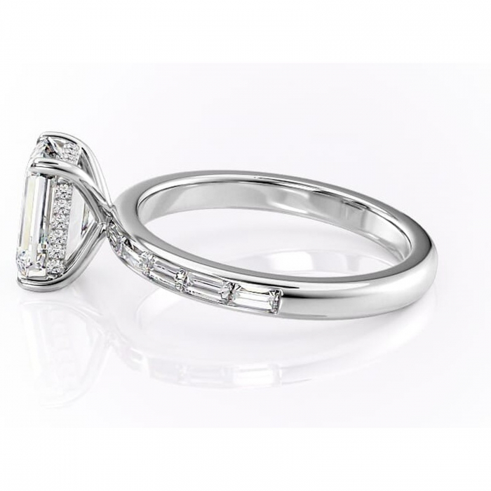 Inel de logodnă Alexandra din aur Alb 14kt cu moissanite tăietură smarald – Montură cu canal rafinată pentru profil înalt | Personalizează și configurează gratuit online [6]