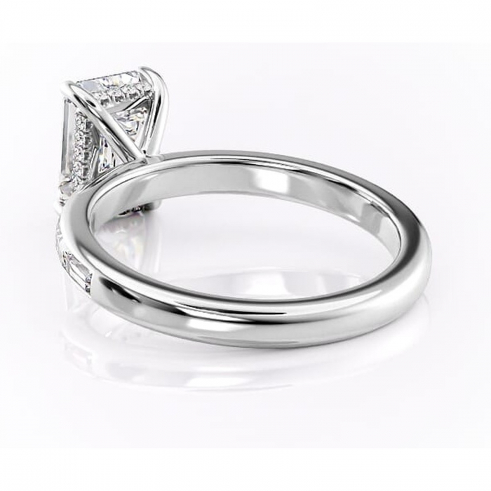 Inel de logodnă Alexandra din aur Alb 14kt cu moissanite tăietură smarald – Montură cu canal rafinată pentru profil înalt | Personalizează și configurează gratuit online [4]