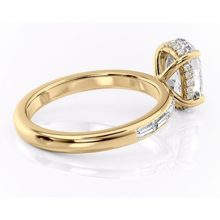 Inel de logodnă Alexandra din aur Galben 14kt cu moissanite tăietură ovală – Montură cu canal rafinată pentru profil înalt | Personalizează și configurează gratuit online [3]