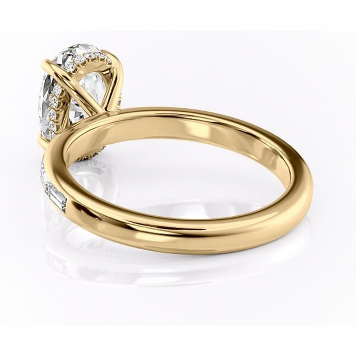 Inel de logodnă Alexandra din aur Galben 14kt cu moissanite tăietură ovală – Montură cu canal rafinată pentru profil înalt | Personalizează și configurează gratuit online [4]