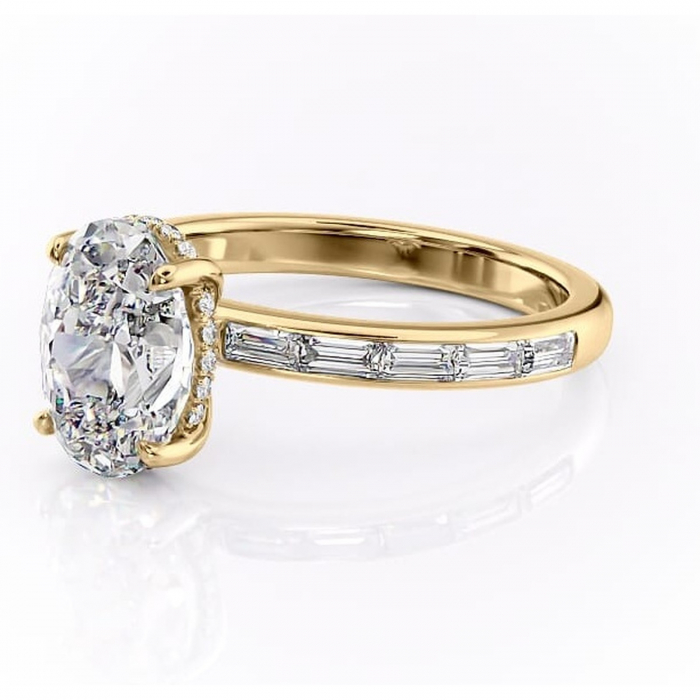 Inel de logodnă Alexandra din aur Galben 14kt cu moissanite tăietură ovală – Montură cu canal rafinată pentru profil înalt | Personalizează și configurează gratuit online [7]