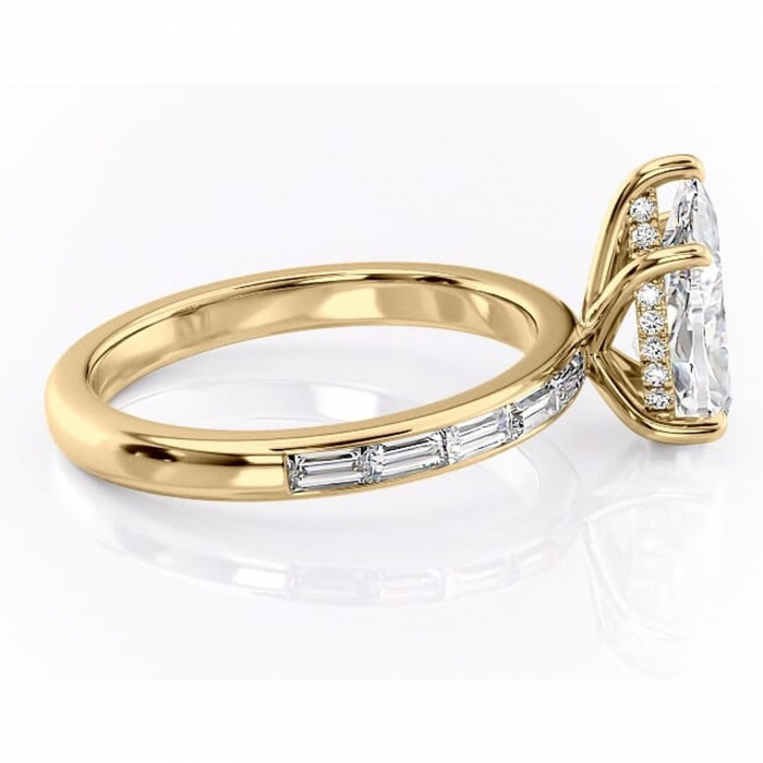 Inel de logodnă Alexandra din aur Galben 14kt cu moissanite tăietură pară – Montură cu canal rafinată pentru profil înalt | Personalizează și configurează gratuit online [2]