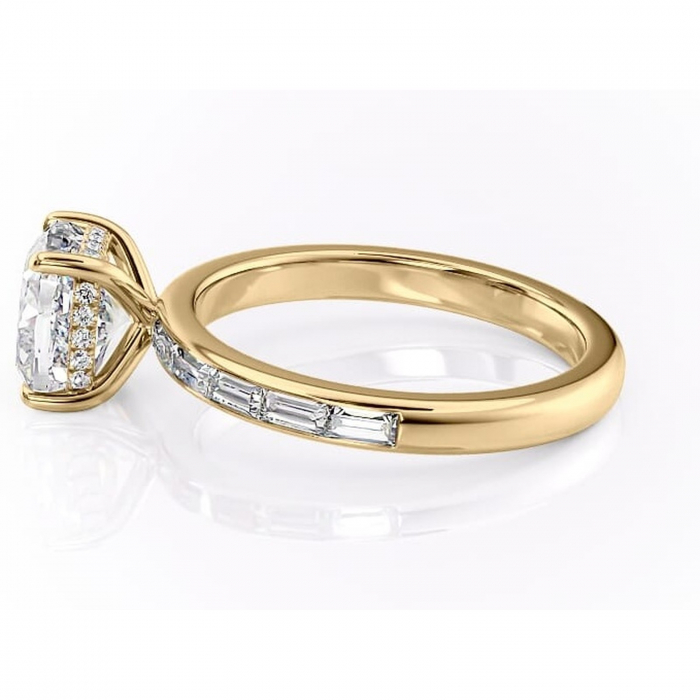 Inel de logodnă Alexandra din aur Galben 18kt cu moissanite tăietură pernă – Montură cu canal rafinată pentru profil înalt | Personalizează și configurează gratuit online [6]