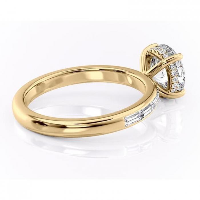Inel de logodnă Alexandra din aur Galben 14kt cu moissanite tăietură rotundă – Montură cu canal rafinată pentru profil înalt | Personalizează și configurează gratuit online [3]