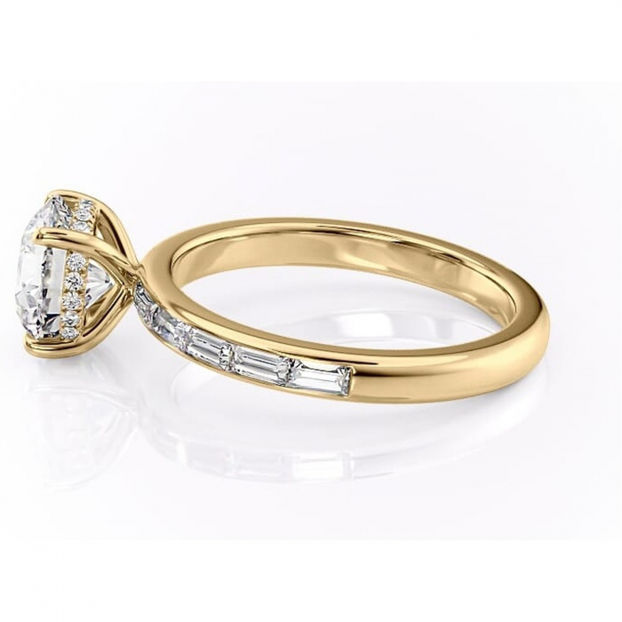 Inel de logodnă Alexandra din aur Galben 14kt cu moissanite tăietură rotundă – Montură cu canal rafinată pentru profil înalt | Personalizează și configurează gratuit online [6]