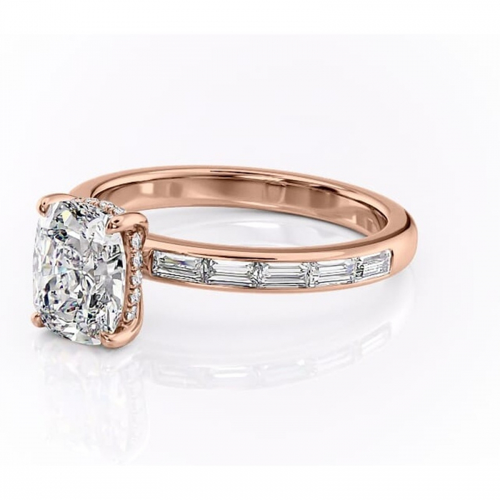 Inel de logodnă Alexandra din aur Rose 14kt cu moissanite tăietură asscher – Montură cu canal rafinată pentru profil înalt | Personalizează și configurează gratuit online [7]