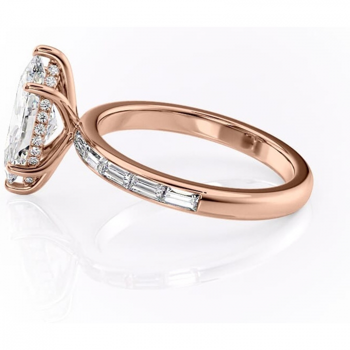 Inel de logodnă Alexandra din aur Rose 14kt cu moissanite tăietură marquise – Montură cu canal rafinată pentru profil înalt | Personalizează și configurează gratuit online [6]