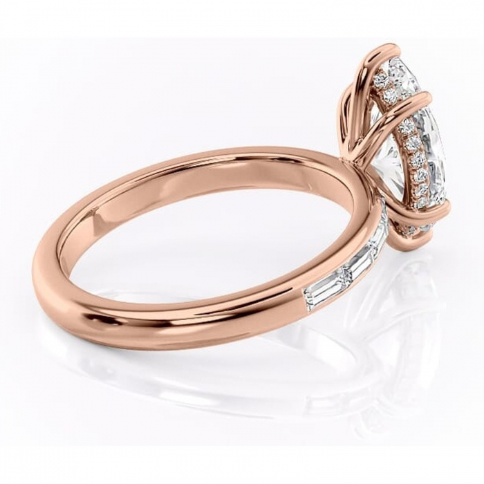 Inel de logodnă Alexandra din aur Rose 14kt cu moissanite tăietură marquise – Montură cu canal rafinată pentru profil înalt | Personalizează și configurează gratuit online [3]