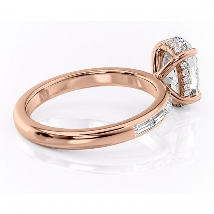 Inel de logodnă Alexandra din aur Rose 14kt cu moissanite tăietură ovală – Montură cu canal rafinată pentru profil înalt | Personalizează și configurează gratuit online [3]