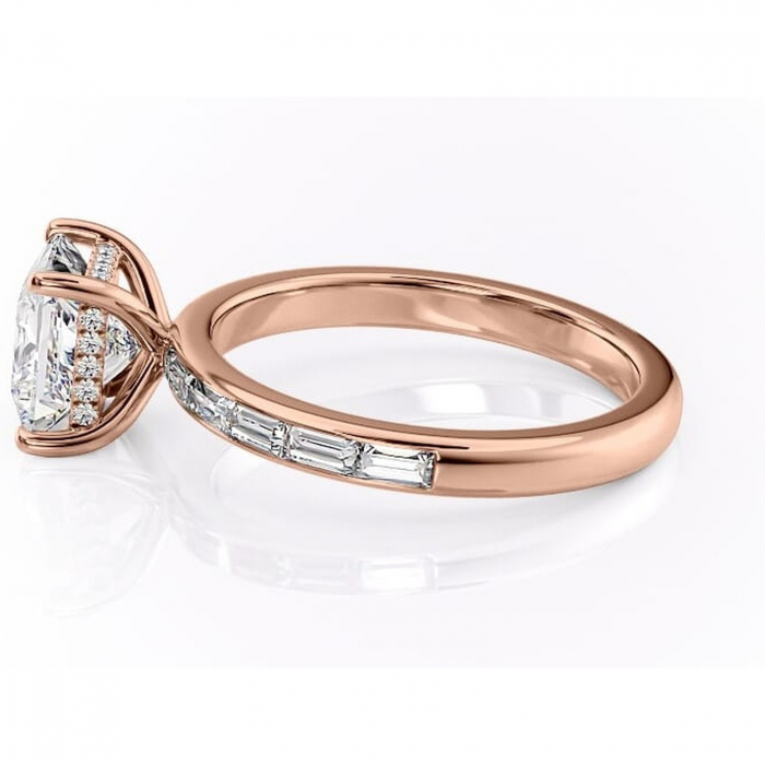 Inel de logodnă Alexandra din aur Rose 14kt cu moissanite tăietură princess – Montură cu canal rafinată pentru profil înalt | Personalizează și configurează gratuit online [6]