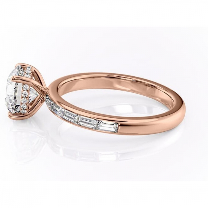 Inel de logodnă Alexandra din aur Rose 14kt cu moissanite tăietură rotundă – Montură cu canal rafinată pentru profil înalt | Personalizează și configurează gratuit online [6]
