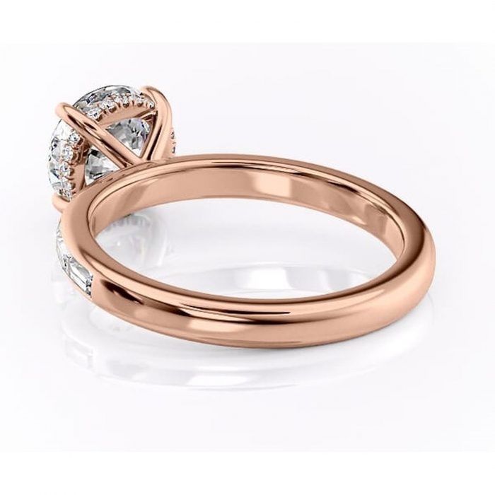 Inel de logodnă Alexandra din aur Rose 14kt cu moissanite tăietură rotundă – Montură cu canal rafinată pentru profil înalt | Personalizează și configurează gratuit online [4]