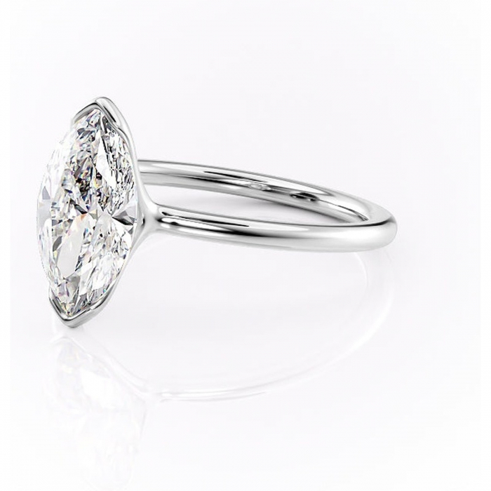 Inel de logodnă Alouette din aur Alb 14kt cu moissanite tăietură marquise – Solitar rafinată pentru profil mediu | Personalizează și configurează gratuit online [7]