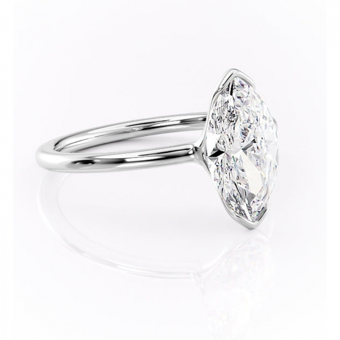 Inel de logodnă Alouette din aur Alb 14kt cu moissanite tăietură marquise – Solitar rafinată pentru profil mediu | Personalizează și configurează gratuit online [1]
