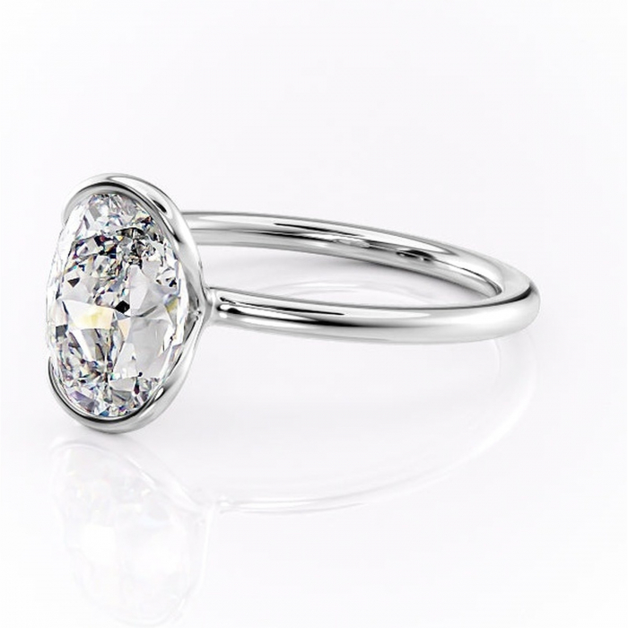Inel de logodnă Alouette din aur Alb 14kt cu moissanite tăietură ovală – Solitar rafinată pentru profil mediu | Personalizează și configurează gratuit online [7]