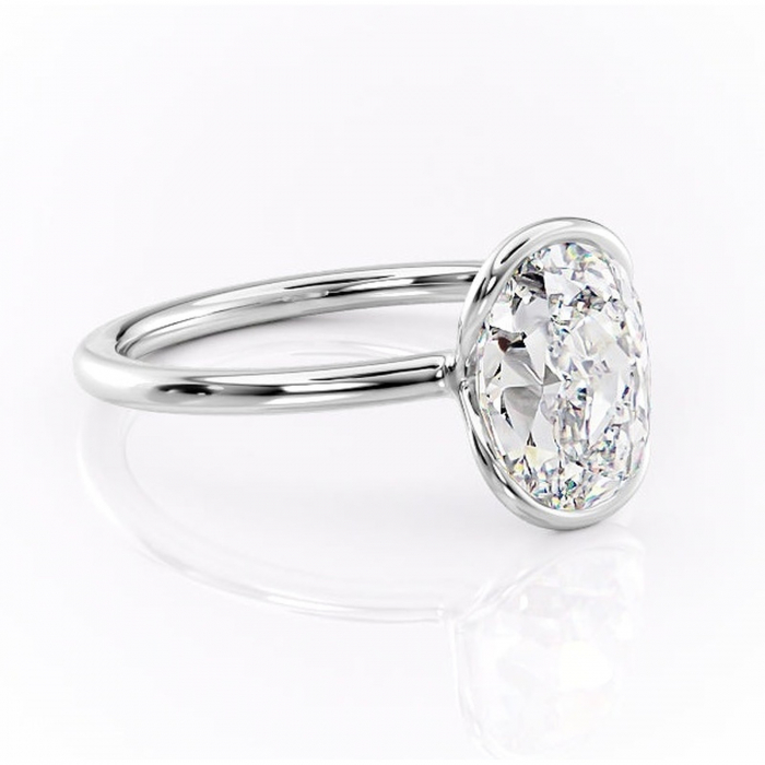 Inel de logodnă Alouette din aur Alb 14kt cu moissanite tăietură ovală – Solitar rafinată pentru profil mediu | Personalizează și configurează gratuit online [1]