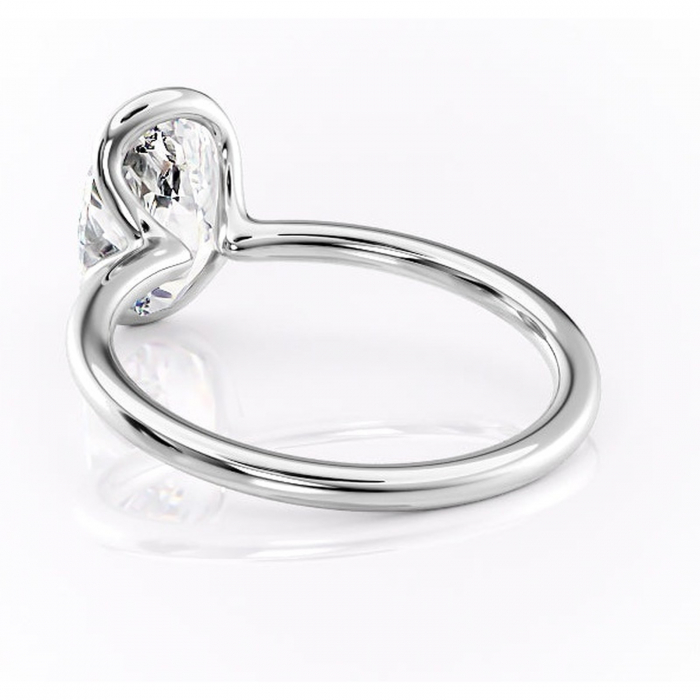 Inel de logodnă Alouette din aur Alb 14kt cu moissanite tăietură ovală – Solitar rafinată pentru profil mediu | Personalizează și configurează gratuit online [4]