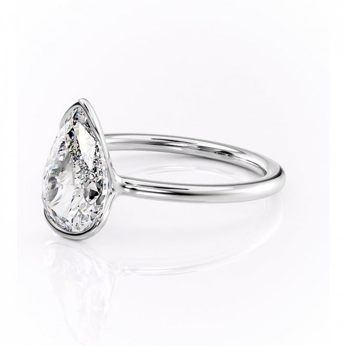 Inel de logodnă Alouette din aur Alb 14kt cu moissanite tăietură pară – Solitar rafinată pentru profil mediu | Personalizează și configurează gratuit online [7]