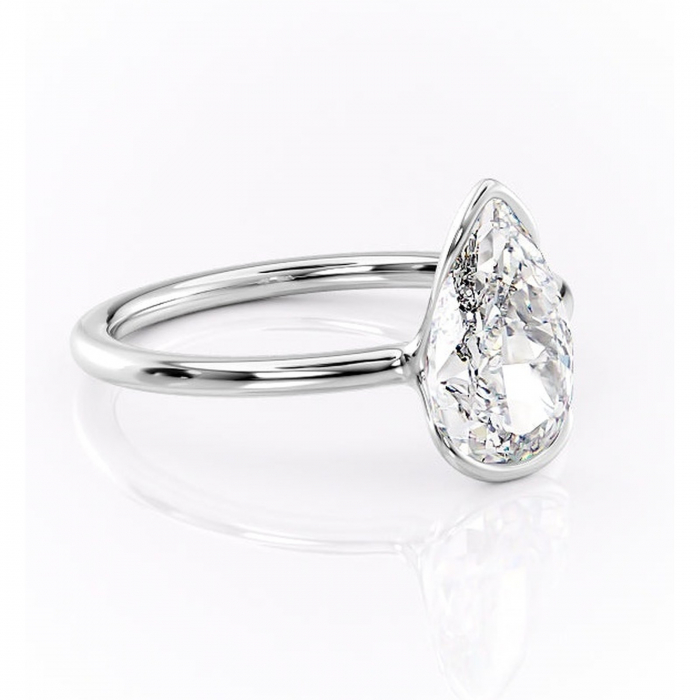 Inel de logodnă Alouette din aur Alb 14kt cu moissanite tăietură pară – Solitar rafinată pentru profil mediu | Personalizează și configurează gratuit online [1]