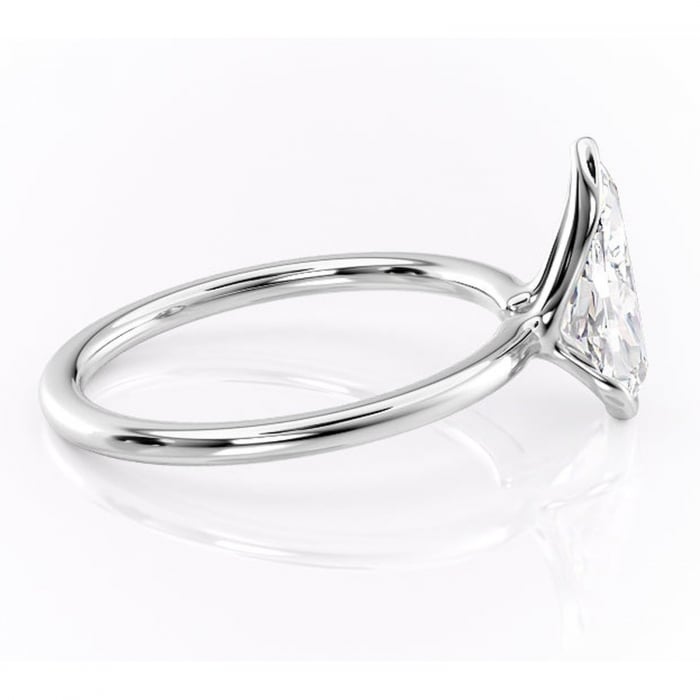 Inel de logodnă Alouette din aur Alb 14kt cu moissanite tăietură pară – Solitar rafinată pentru profil mediu | Personalizează și configurează gratuit online [2]