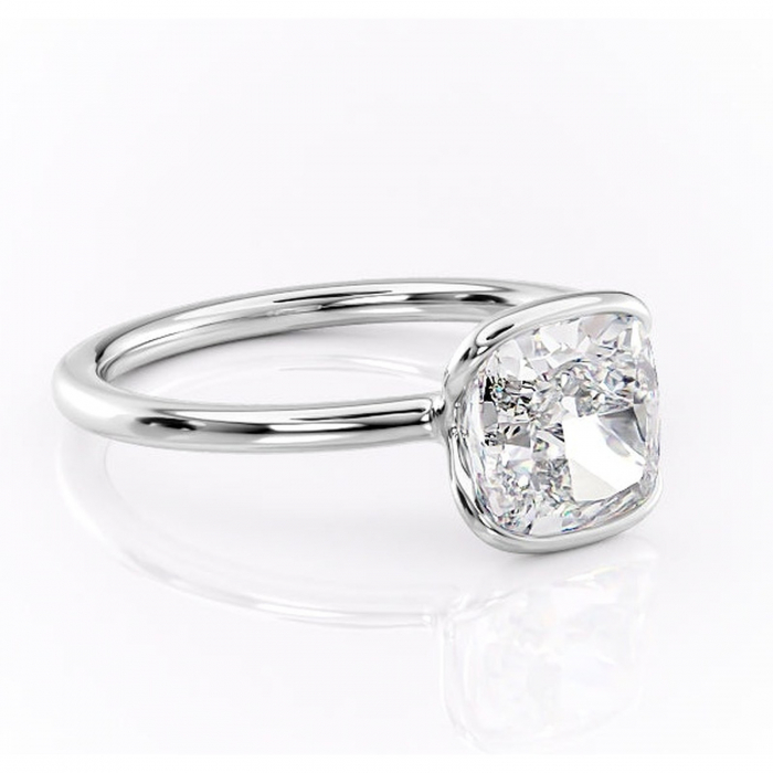 Inel de logodnă Alouette din aur Alb 14kt cu moissanite tăietură pernă – Solitar rafinată pentru profil mediu | Personalizează și configurează gratuit online [1]