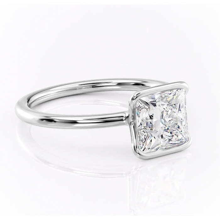 Inel de logodnă Alouette din aur Alb 14kt cu moissanite tăietură princess – Solitar rafinată pentru profil mediu | Personalizează și configurează gratuit online [1]