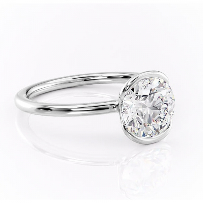 Inel de logodnă Alouette din aur Alb 14kt cu moissanite tăietură rotundă – Solitar rafinată pentru profil mediu | Personalizează și configurează gratuit online [1]