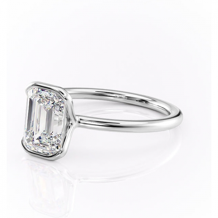 Inel de logodnă Alouette din aur Alb 14kt cu moissanite tăietură smarald – Solitar rafinată pentru profil mediu | Personalizează și configurează gratuit online [7]