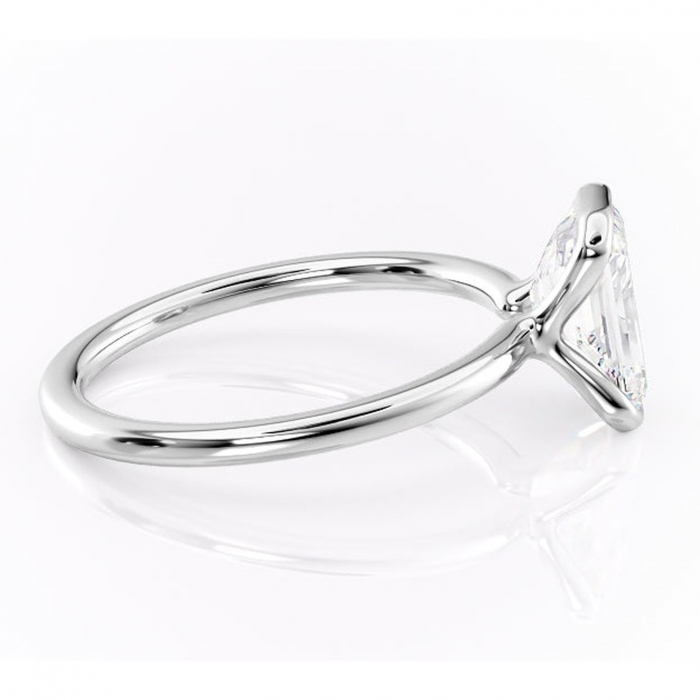 Inel de logodnă Alouette din aur Alb 14kt cu moissanite tăietură smarald – Solitar rafinată pentru profil mediu | Personalizează și configurează gratuit online [2]