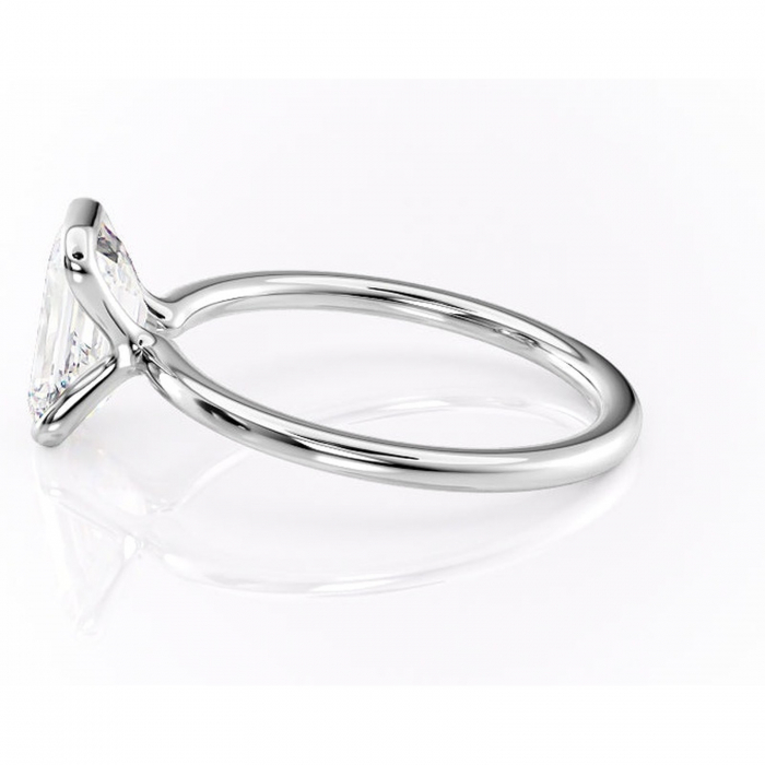 Inel de logodnă Alouette din aur Alb 14kt cu moissanite tăietură smarald – Solitar rafinată pentru profil mediu | Personalizează și configurează gratuit online [6]