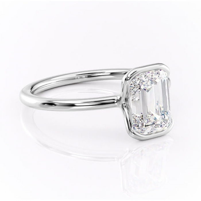 Inel de logodnă Alouette din aur Alb 14kt cu moissanite tăietură smarald – Solitar rafinată pentru profil mediu | Personalizează și configurează gratuit online [1]