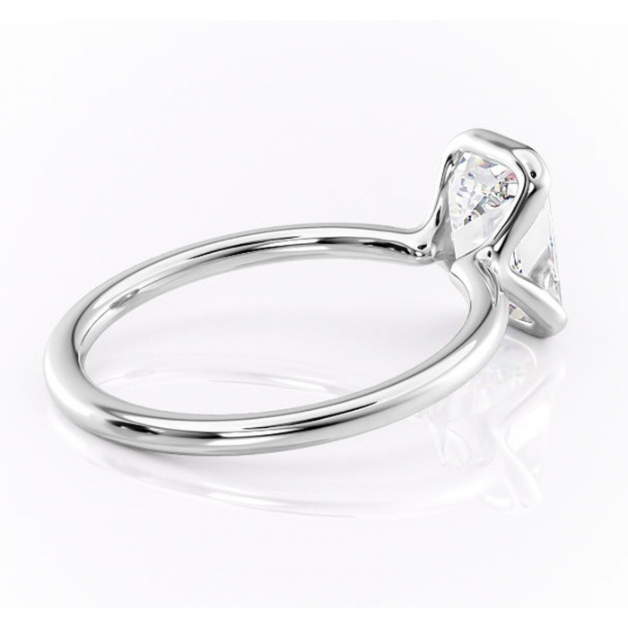 Inel de logodnă Alouette din aur Alb 14kt cu moissanite tăietură smarald – Solitar rafinată pentru profil mediu | Personalizează și configurează gratuit online [3]