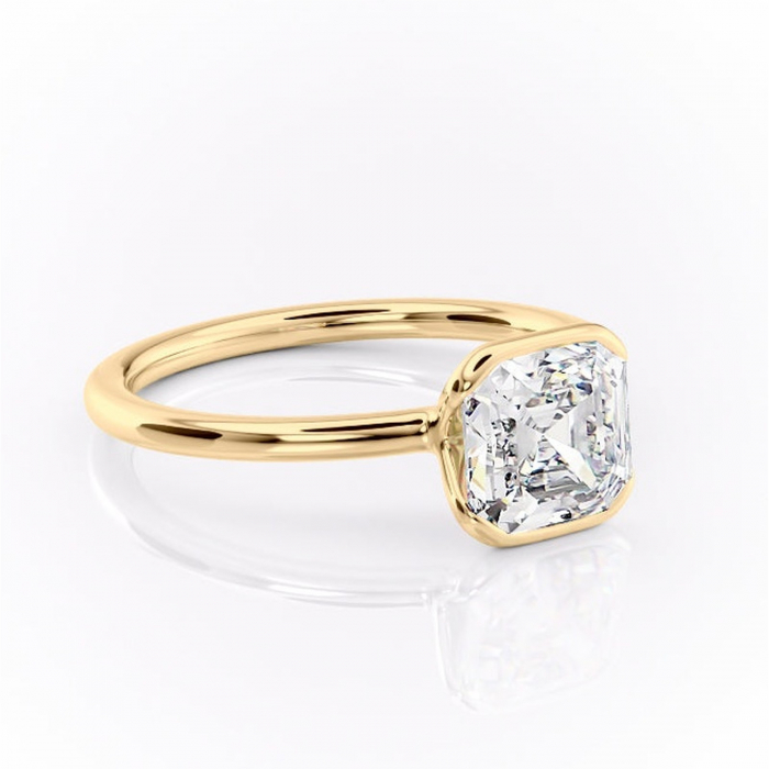 Inel de logodnă Alouette din aur Galben 14kt cu moissanite tăietură asscher – Solitar rafinată pentru profil mediu | Personalizează și configurează gratuit online [1]