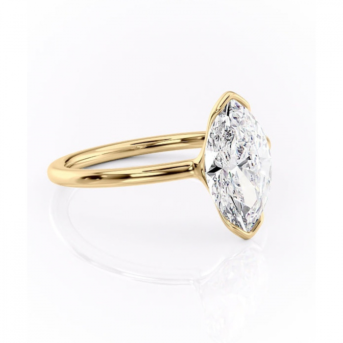 Inel de logodnă Alouette din aur Galben 18kt cu moissanite tăietură marquise – Solitar rafinată pentru profil mediu | Personalizează și configurează gratuit online [1]