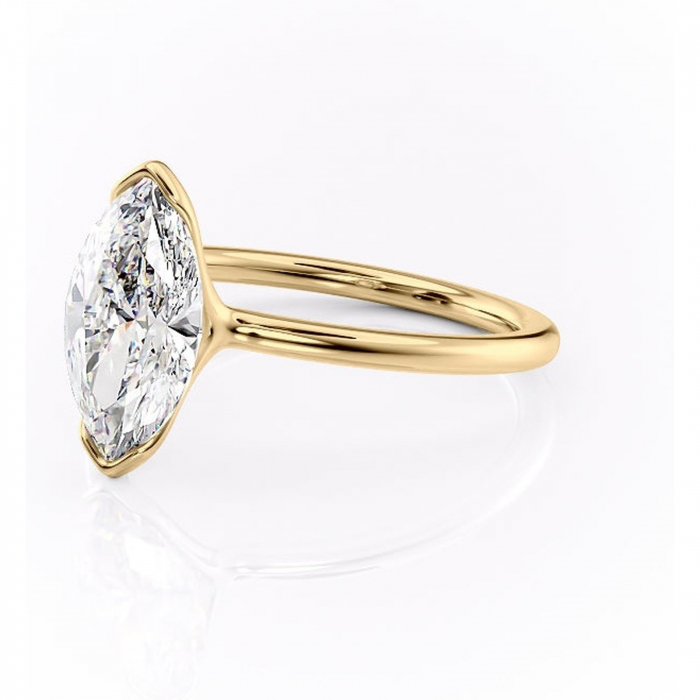 Inel de logodnă Alouette din aur Galben 18kt cu moissanite tăietură marquise – Solitar rafinată pentru profil mediu | Personalizează și configurează gratuit online [7]