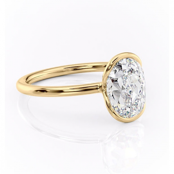 Inel de logodnă Alouette din aur Galben 18kt cu moissanite tăietură ovală – Solitar rafinată pentru profil mediu | Personalizează și configurează gratuit online [1]