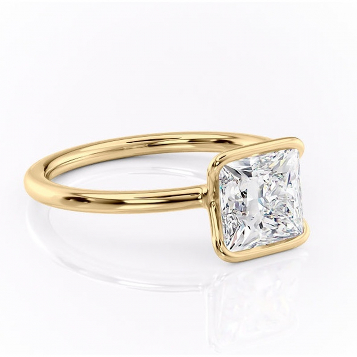 Inel de logodnă Alouette din aur Galben 18kt cu moissanite tăietură princess – Solitar rafinată pentru profil mediu | Personalizează și configurează gratuit online [1]
