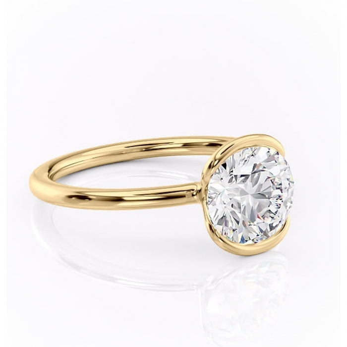 Inel de logodnă Alouette din aur Galben 14kt cu moissanite tăietură rotundă – Solitar rafinată pentru profil mediu | Personalizează și configurează gratuit online [1]