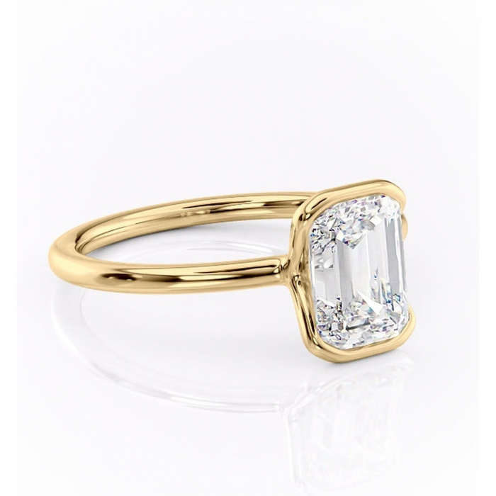 Inel de logodnă Alouette din aur Galben 18kt cu moissanite tăietură smarald – Solitar rafinată pentru profil mediu | Personalizează și configurează gratuit online [1]