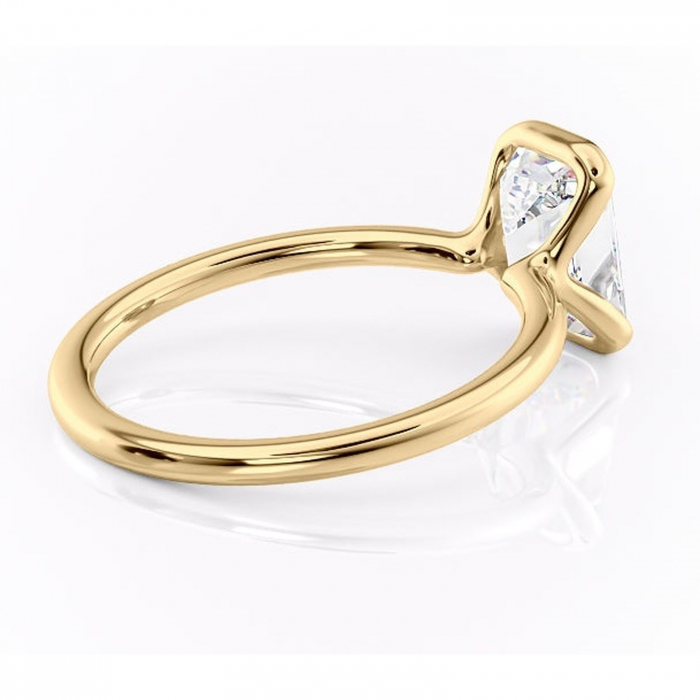Inel de logodnă Alouette din aur Galben 18kt cu moissanite tăietură smarald – Solitar rafinată pentru profil mediu | Personalizează și configurează gratuit online [3]