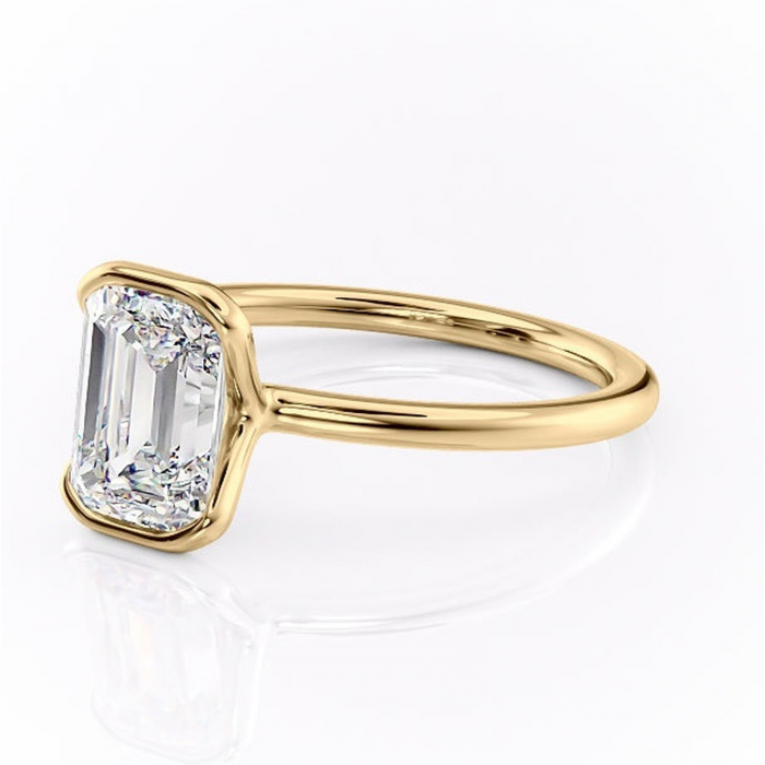 Inel de logodnă Alouette din aur Galben 18kt cu moissanite tăietură smarald – Solitar rafinată pentru profil mediu | Personalizează și configurează gratuit online [7]