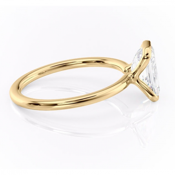 Inel de logodnă Alouette din aur Galben 18kt cu moissanite tăietură smarald – Solitar rafinată pentru profil mediu | Personalizează și configurează gratuit online [2]
