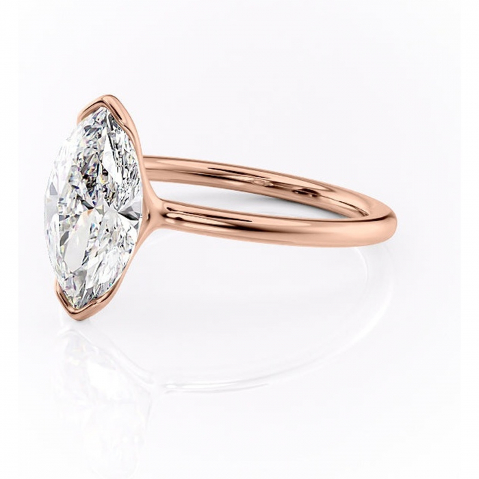 Inel de logodnă Alouette din aur Rose 18kt cu moissanite tăietură marquise – Solitar rafinată pentru profil mediu | Personalizează și configurează gratuit online [7]