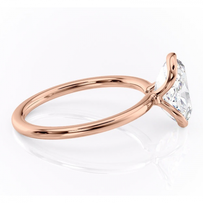 Inel de logodnă Alouette din aur Rose 14kt cu moissanite tăietură ovală – Solitar rafinată pentru profil mediu | Personalizează și configurează gratuit online [2]