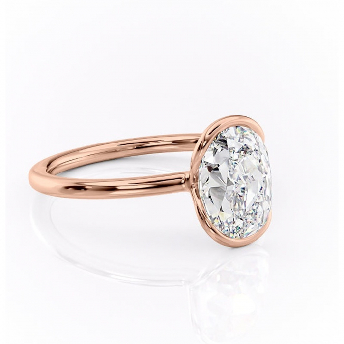 Inel de logodnă Alouette din aur Rose 14kt cu moissanite tăietură ovală – Solitar rafinată pentru profil mediu | Personalizează și configurează gratuit online [1]