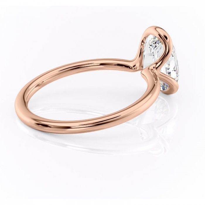 Inel de logodnă Alouette din aur Rose 14kt cu moissanite tăietură ovală – Solitar rafinată pentru profil mediu | Personalizează și configurează gratuit online [3]